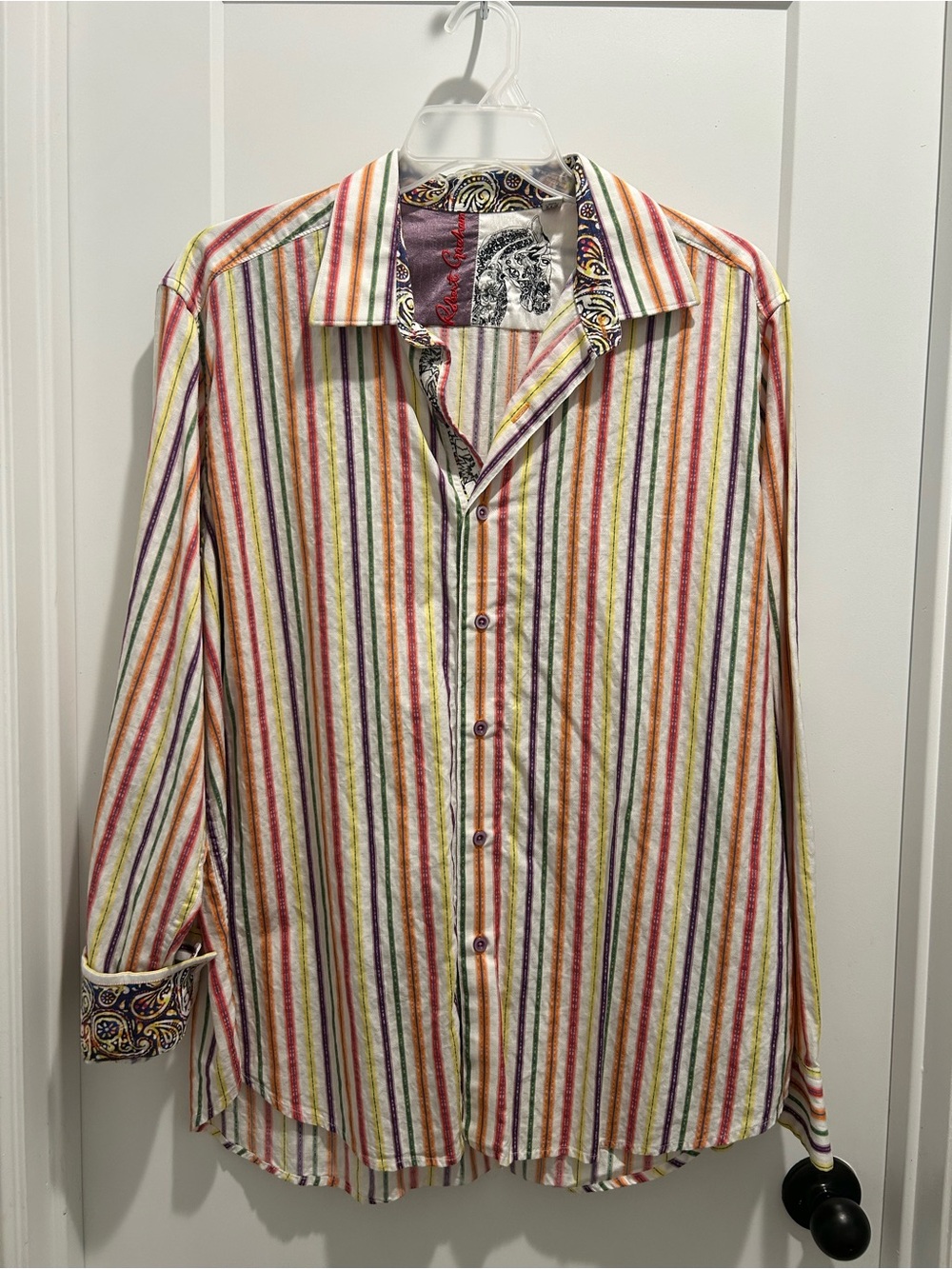 Robert Graham Multicolor Striped Cotton Dress Shirt - White Base